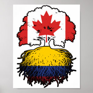 Colombia Colombian Canadian Canada Tree Roots Flag Poster