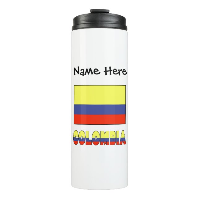 Colombia Colombian Flag Black Personalisation  Thermal Tumbler (Front)