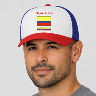 Colombia Colombian Flag Red Personalised  Trucker Hat