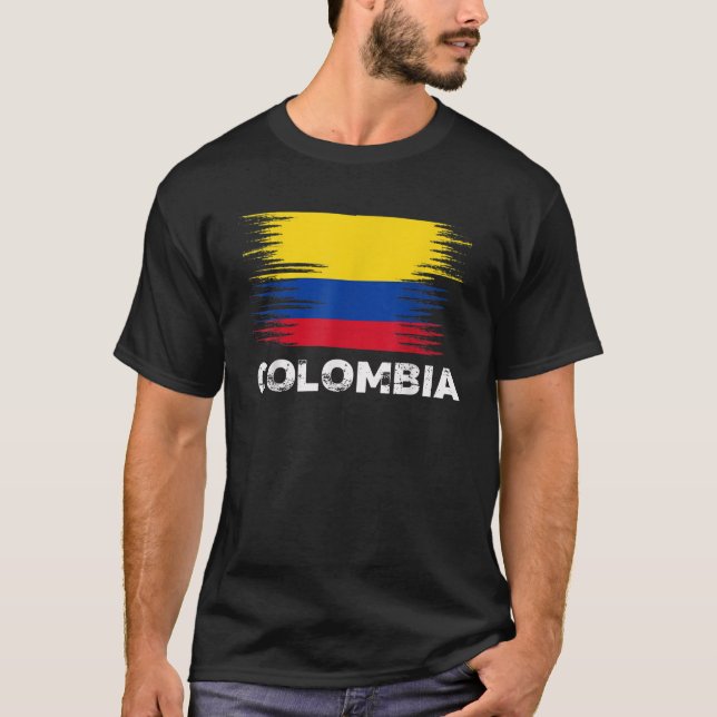 Colombia Colombian Flag Sport Soccer Football Gift T-Shirt (Front)