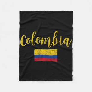 Colombia Colombian Flag Vintage Fleece Blanket