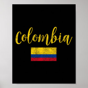Colombia Colombian Flag Vintage  Poster