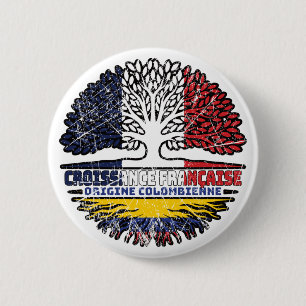 Colombia Colombian French France Tree Roots Flag 6 Cm Round Badge