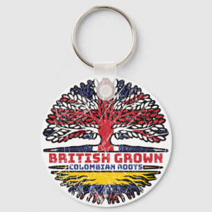 Colombia Colombian Uk United Kingdom British Tree Key Ring