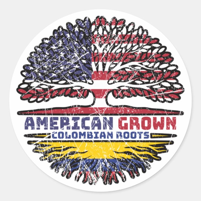 Colombia Colombian US American USA United States Classic Round Sticker (Front)