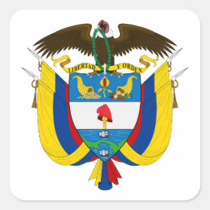 Colombia country coat arms symbol emblem flag square sticker