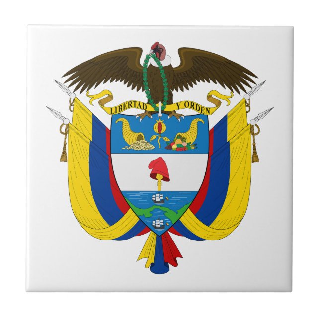 Colombia country coat arms symbol emblem flag tile (Front)