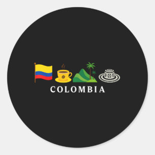 Colombia Country Colombian Flag For Men Women Kids Classic Round Sticker