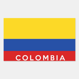 colombia country flag text name rectangular sticker