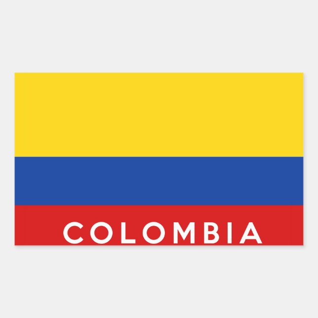 colombia country flag text name rectangular sticker (Front)