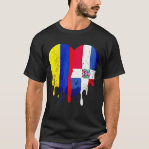 Colombia Dominican Republic Flag Heart Citizen Pat T-Shirt