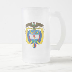 colombia emblem frosted glass beer mug