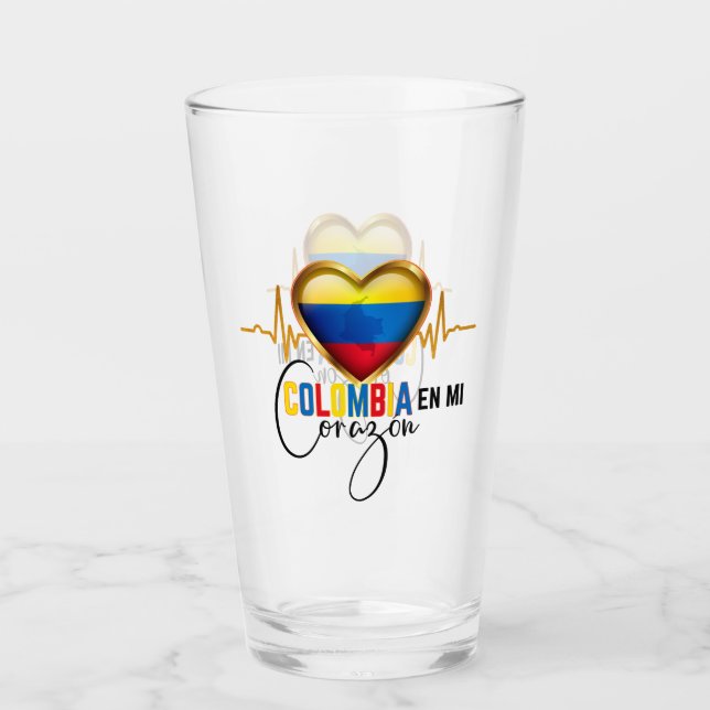 Colombia en mi Corazon Colombian Pride  Glass (Front)