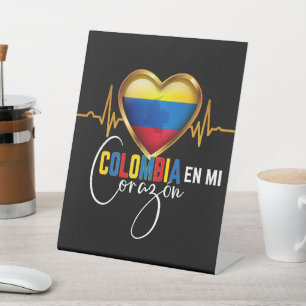 Colombia en mi Corazon Colombian Pride Pedestal Sign