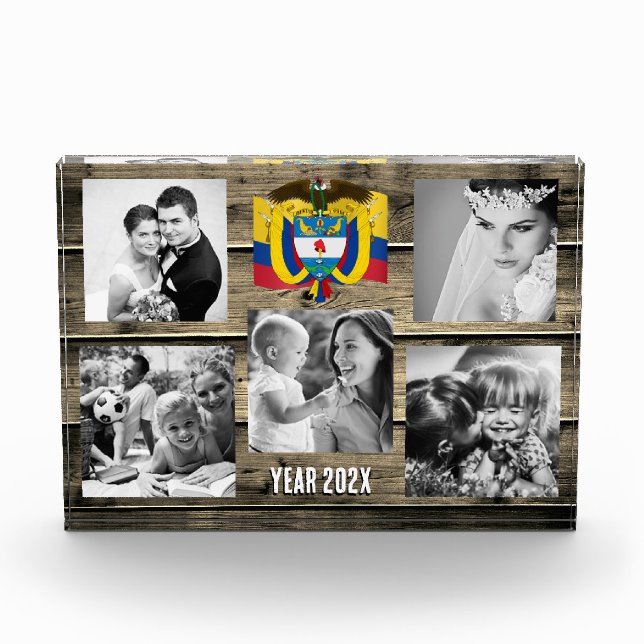 Colombia family photo block,  Colombian flag, wood (Front)