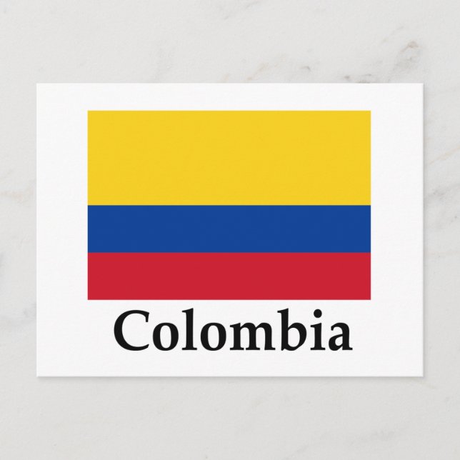 Colombia Flag And Name Postcard (Front)