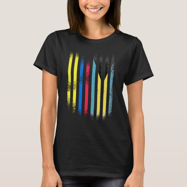 Colombia Flag Bahamas Grown Country Flags Stripes T-Shirt (Front)