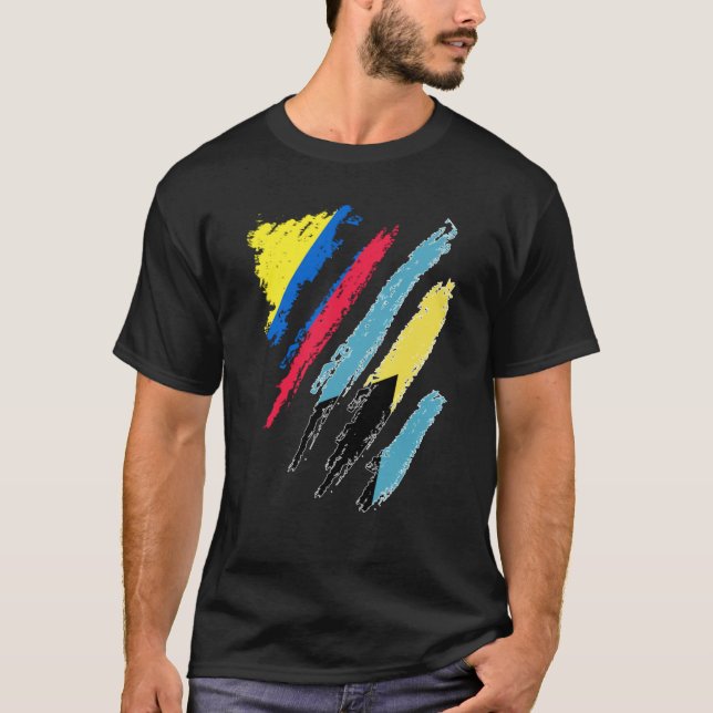 Colombia Flag Bahamas Grown Patriot Country Stripe T-Shirt (Front)