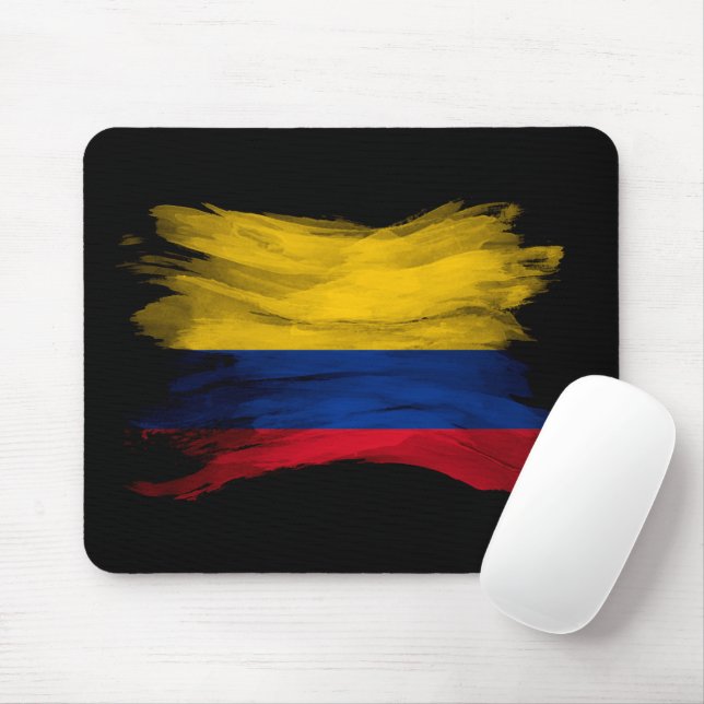 Colombia flag brush stroke, national flag mouse mat (With Mouse)