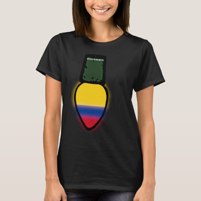 Colombia Flag Christmas Light Colombian Pride T-Shirt (Front)