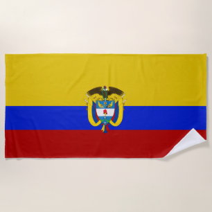 Colombia flag-coat of arms   beach towel