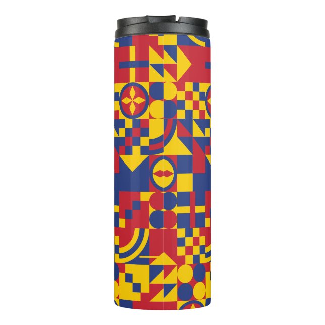 Colombia Flag Colourful Pattern Thermal Tumbler (Back)