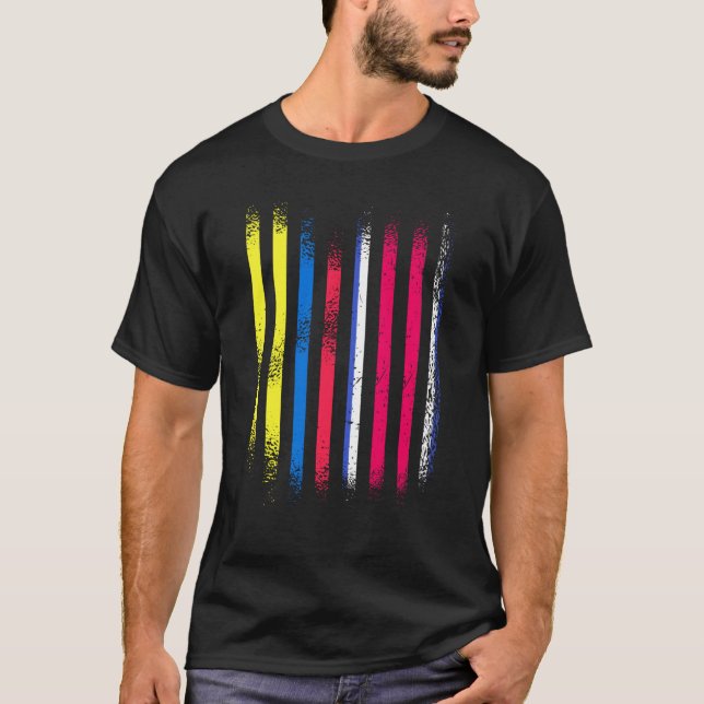 Colombia Flag Costa Rica Grown Country Flags Strip T-Shirt (Front)