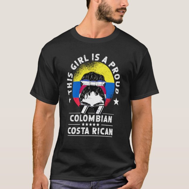 Colombia Flag Costa Rica Grown Women Girl Citizen  T-Shirt (Front)