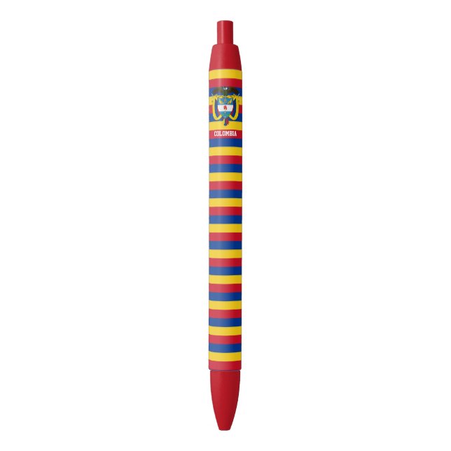 Colombia Flag Cute Patriotic Black Ink Pen (Front Vertical)