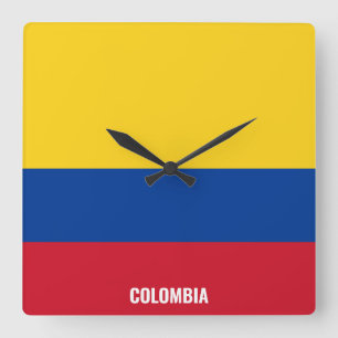Colombia Flag Dazzling Patriotic Square Wall Clock