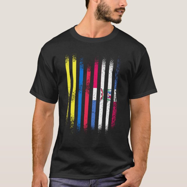 Colombia Flag Dominican Grown Country Flags Stripe T-Shirt (Front)