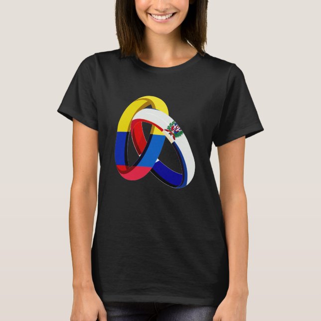 Colombia Flag Dominican Grown Ring Marriage Weddin T-Shirt (Front)