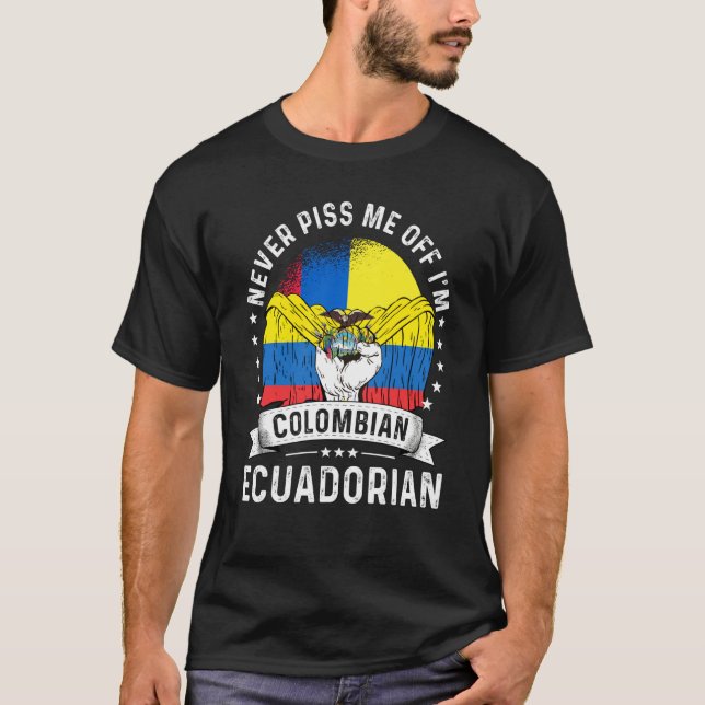 Colombia Flag Ecuador Grown  Humor Citizen Pride T-Shirt (Front)