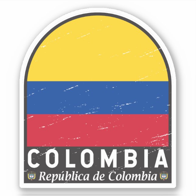 Colombia Flag Emblem Distressed Vintage (Front)