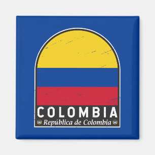 Colombia Flag Emblem Distressed Vintage Magnet