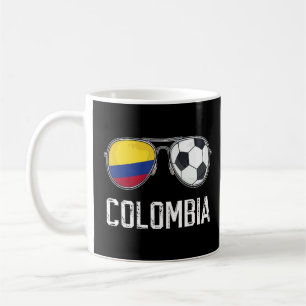 Colombia Flag & Football Sunglass Colombian Fan  Coffee Mug