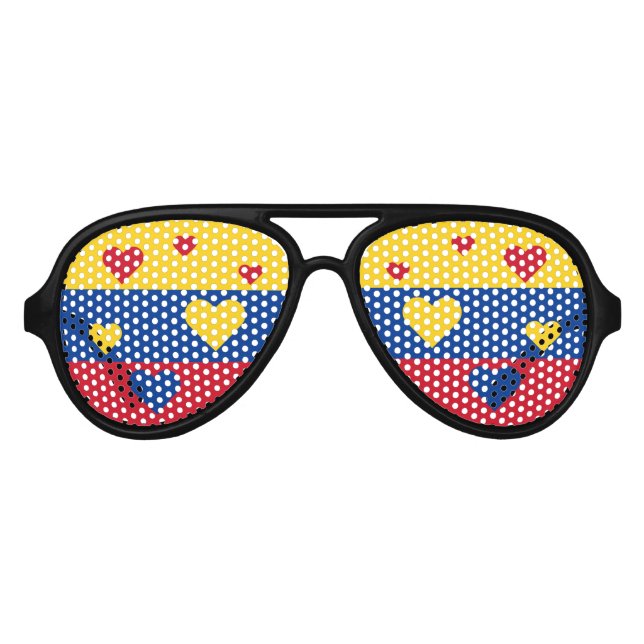 Colombia Flag Fun Patriotic Aviator Sunglasses (Front)