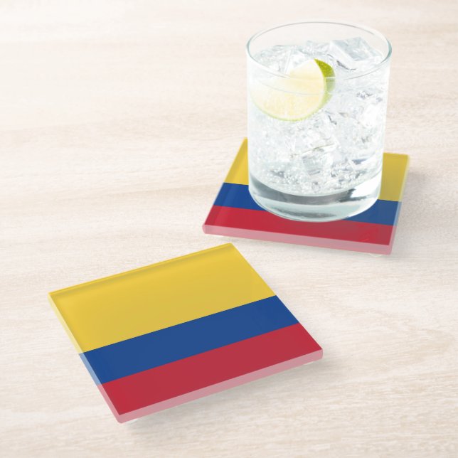 Colombia flag glass coaster (Angled)