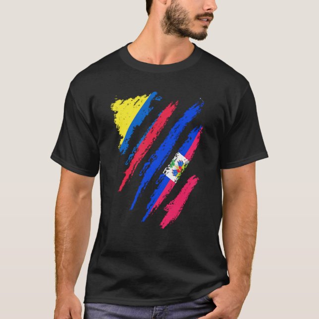 Colombia Flag Haiti Grown Patriot Country Stripes T-Shirt (Front)