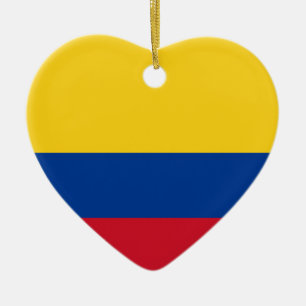 Colombia Flag Heart Ceramic Tree Decoration