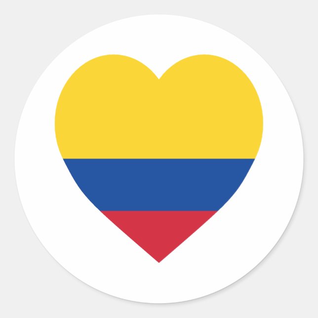 Colombia Flag Heart Classic Round Sticker (Front)