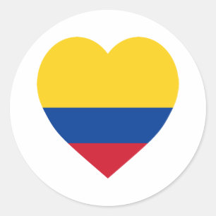 Colombia Flag Heart Classic Round Sticker
