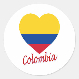 Colombia Flag Heart Classic Round Sticker