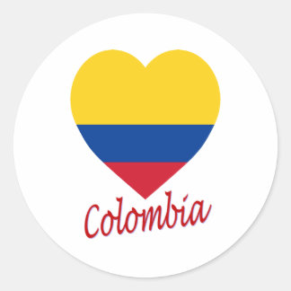 Colombia Flag Heart Classic Round Sticker