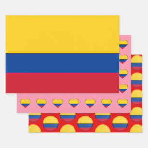 Colombia Flag, Heart & Colombian Fashion /Gift Set Wrapping Paper Sheet