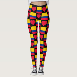 Colombia Flag Heart Pattern Patriotic Colombian Leggings