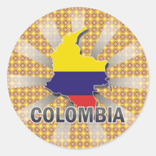 Colombia Flag Map 2.0 Classic Round Sticker