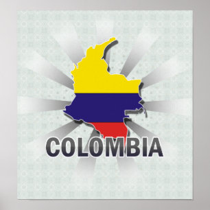 Colombia Flag Map 2.0 Poster