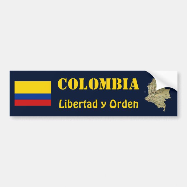Colombia Flag + Map Bumper Sticker (Front)