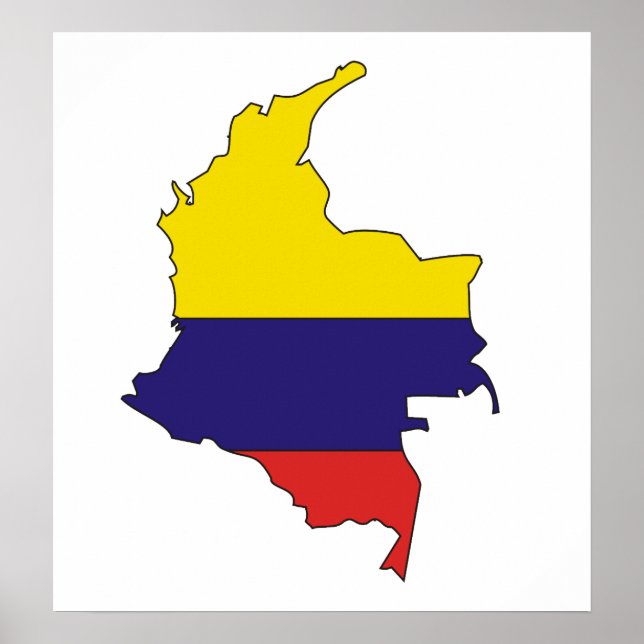 Colombia Flag Map full size Poster (Front)